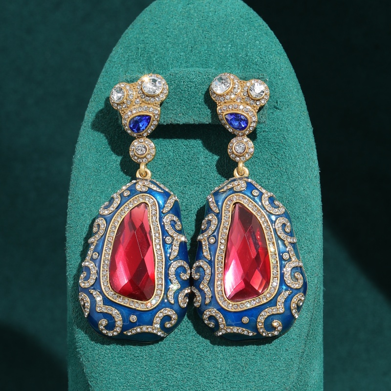 Vintage Fashion Jewelry Brands - Vintage Alien Red Crystal Blue Enamel