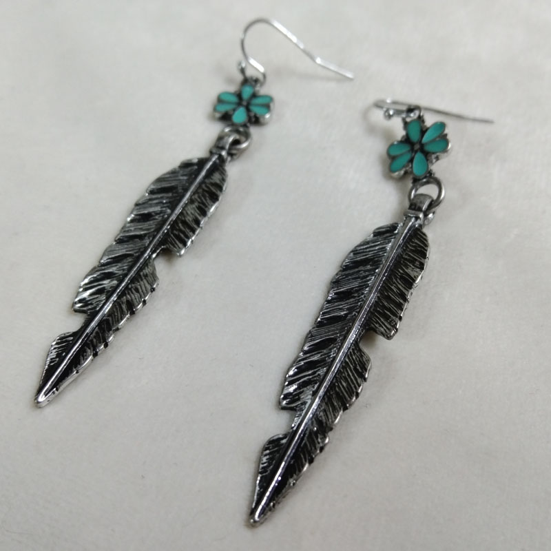 Vintage Fashion Jewelry Brands - Antique Silver Feather Drop Earrings Vintage