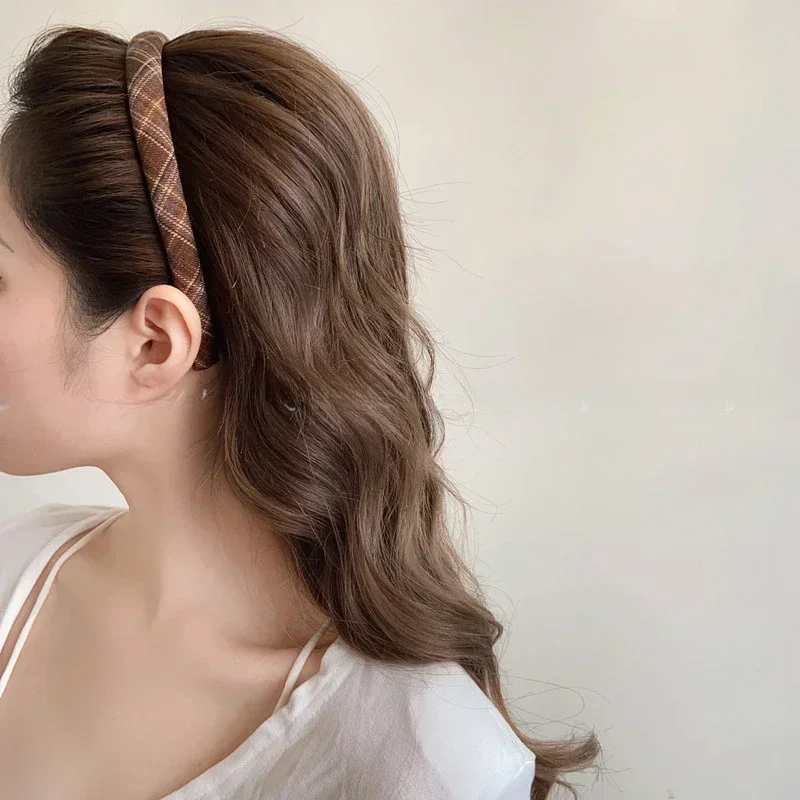 Elegant Plaid Bezel Hairband f - огляд і ціна Retro Vintage Korean Fashion
