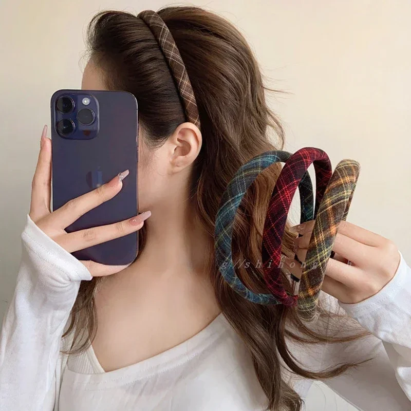 Elegant Plaid Bezel Hairband f - огляд і ціна Retro Vintage Korean Fashion