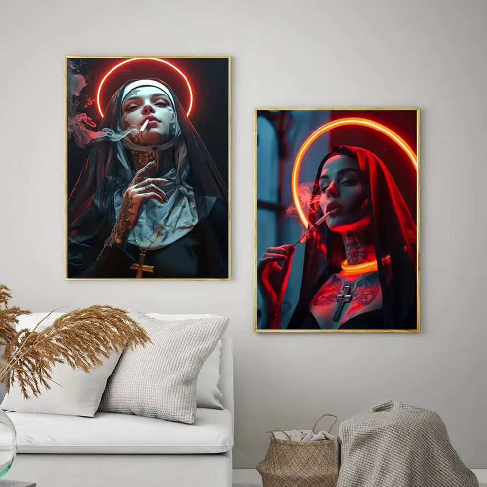 Fashion Girl Tattoo Nun Canvas - огляд і ціна Vintage Fashion Art